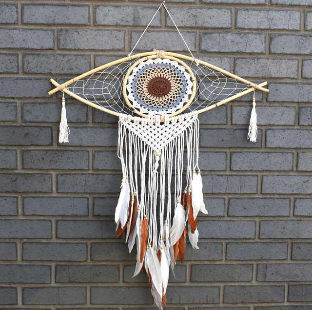 Dream Catcher Protection Large Evil Eye White/Grey/Brown