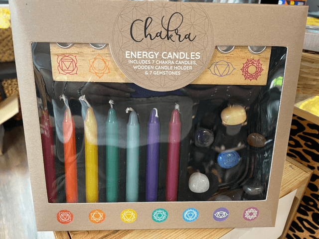 Chakra Candles and crystal set