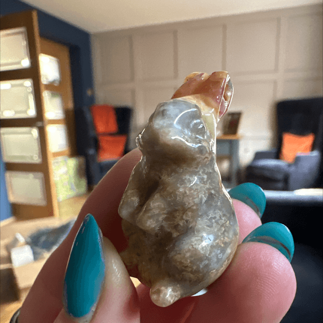 Crazy Lace Agate Standing Bunny 