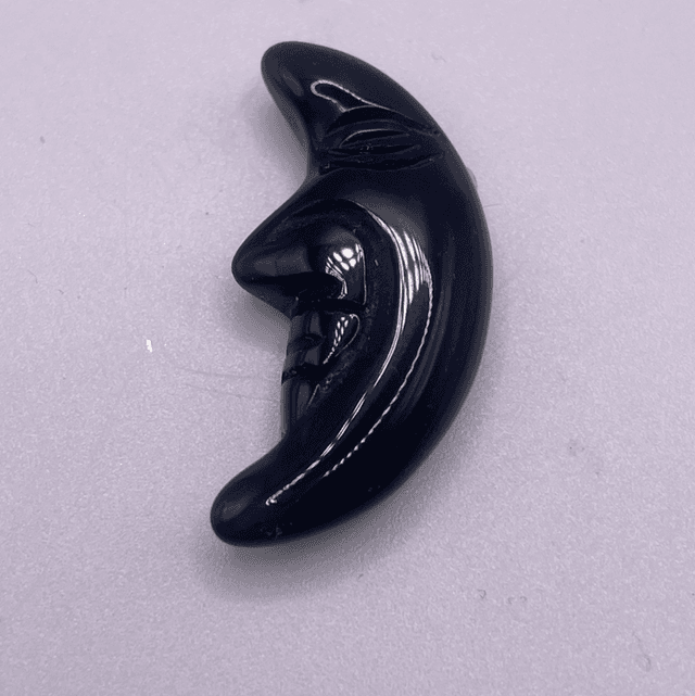 Black Obsidian Moon with Face small