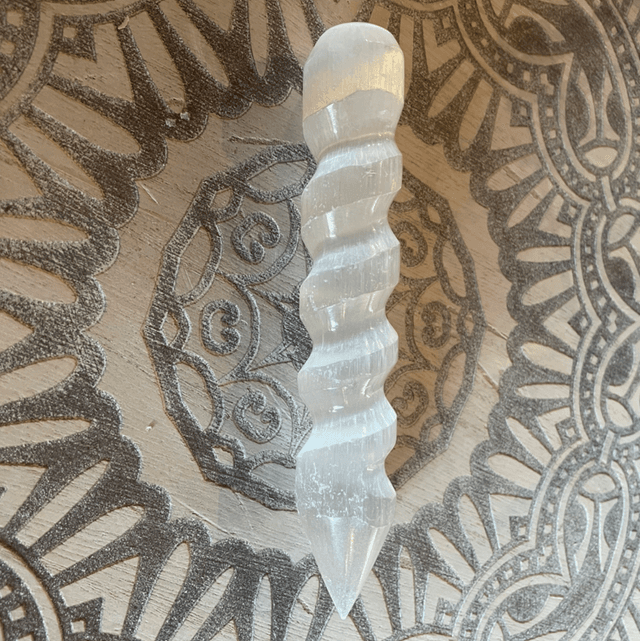 Selenite Spiral Wand