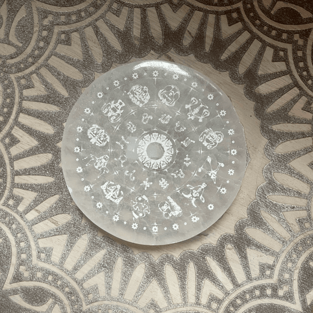 Selenite Zodiac Disc
