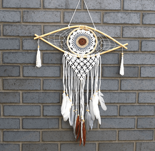 Dream Catcher Protection Medium Evil Eye White/Grey/Brown