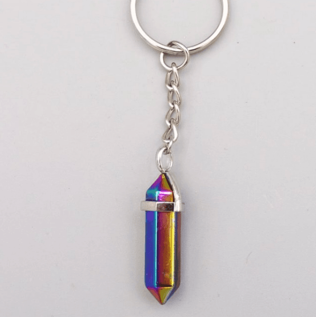 Rainbow Hematite Point Keyring