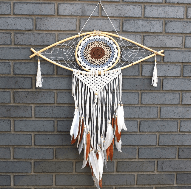 Dream Catcher Protection Large Evil Eye White/Grey/Brown