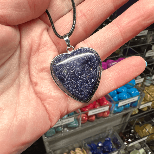 Blue Goldstone Heart Pendant 